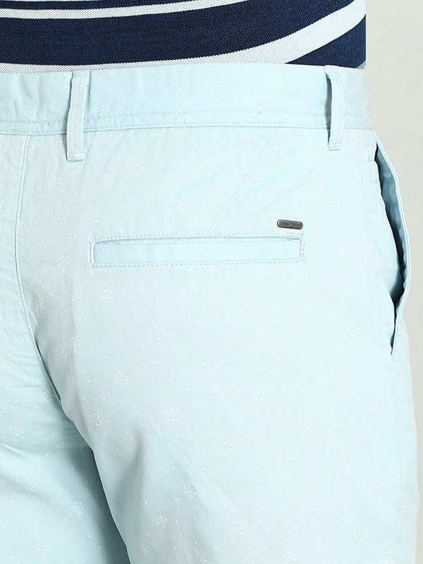 Indian Terrain Men's Slim Fit Printed Blue Shorts